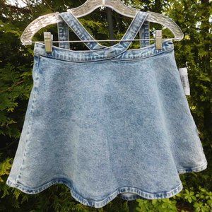 Le Jean Rosa Blue Mist Flare Denim Skirt with Tie Waist Detail NWT